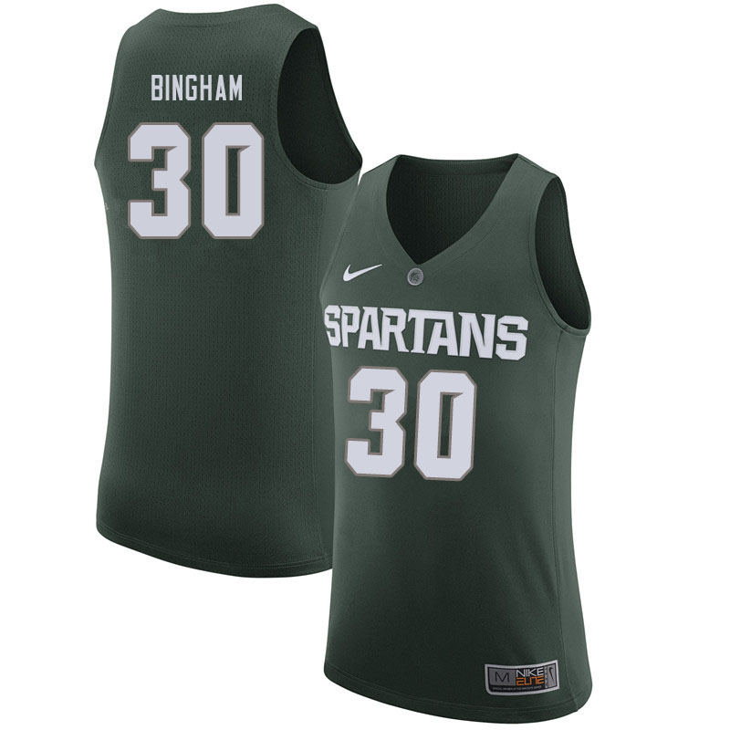 Men #30 Marcus Bingham Michigan State Spartans College Basketball Jerseys Sale-Green